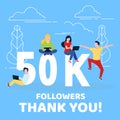 Thank you 50000 followers numbers postcard.